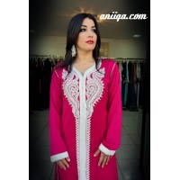 caftan marocain sans ceinture , rose , modele 2016