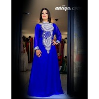 Robe orientale dubai moderne bleu roi et argent 2016, robe luxe dubai