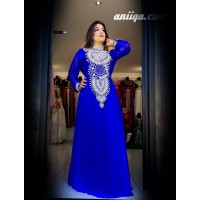 Robe orientale dubai moderne bleu roi et argent 2016, robe luxe dubai