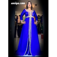 robe marocaine 2017 bleu roi  perlé 