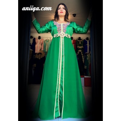 robe marocaine mariage verte pour henné 