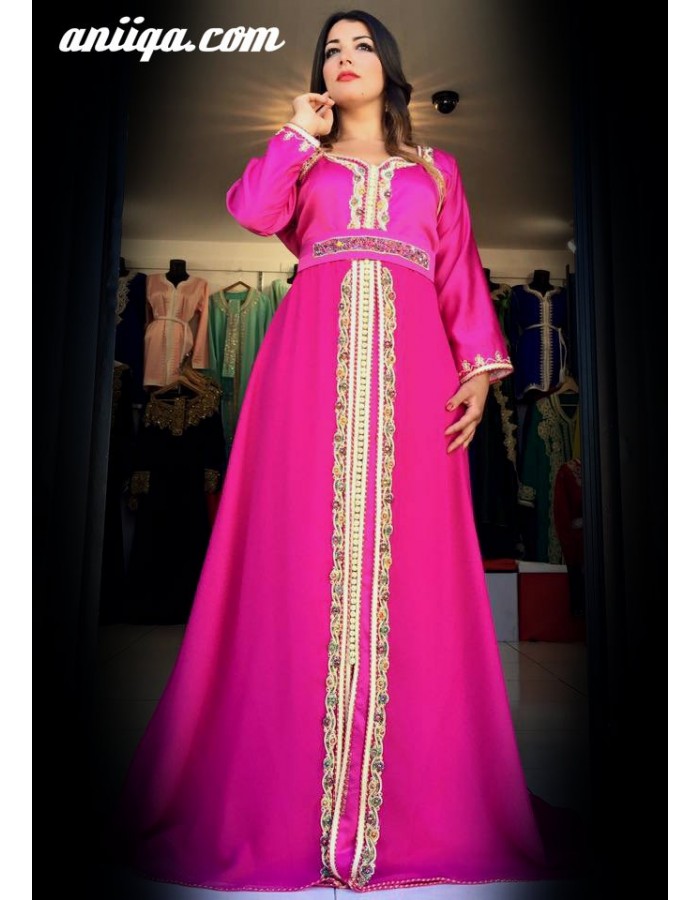 Caftan Marocain Paris Moderne Rose Fushia