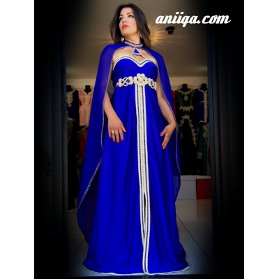 robe orientale et arabe moderne bleu roi avec cape 2016/2017