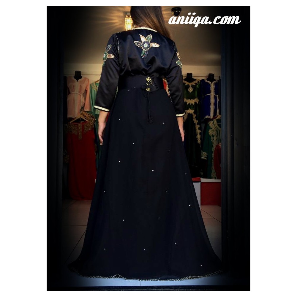Sac soirée vintage 60s Contessa Francesca satin noir perlé (D'occasion