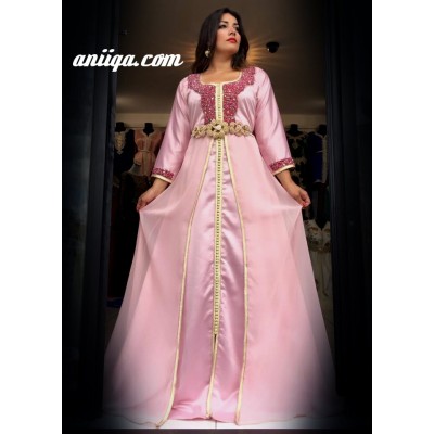 robe orientale moderne luxe rose pale perlé