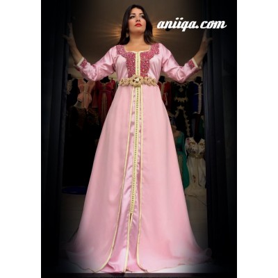 caftan marocain simple et chic rose pale 