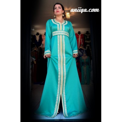 caftan marocain simple vert d'eau 