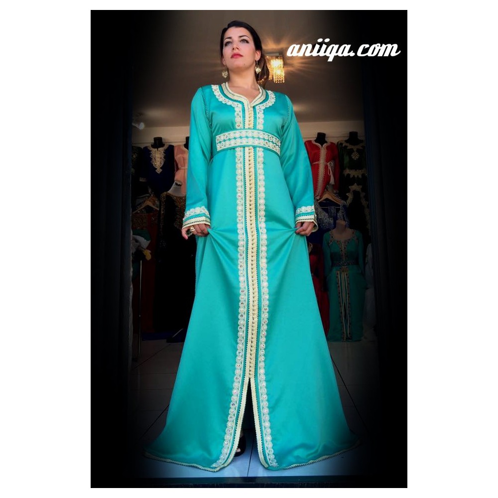 caftan marocain simple vert d'eau 