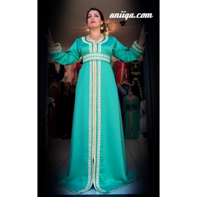 caftan marocain simple vert d'eau 