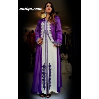 Djellaba moderne  2 pieces violette perlée