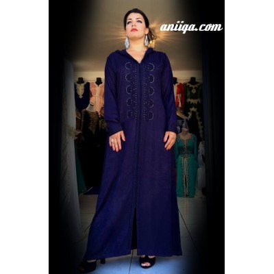 djellaba marocaine moderne bleu marine