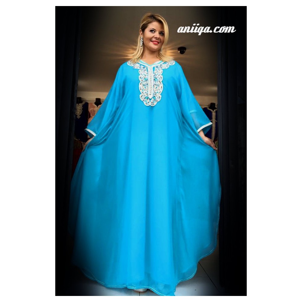 Caftan papillon bleu ciel 2 pieces 