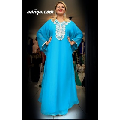 Caftan papillon bleu ciel 2 pieces 