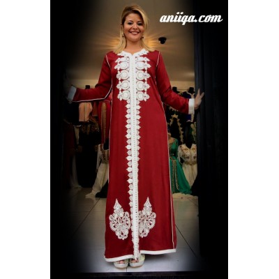 Caftan marocain simple grenat 