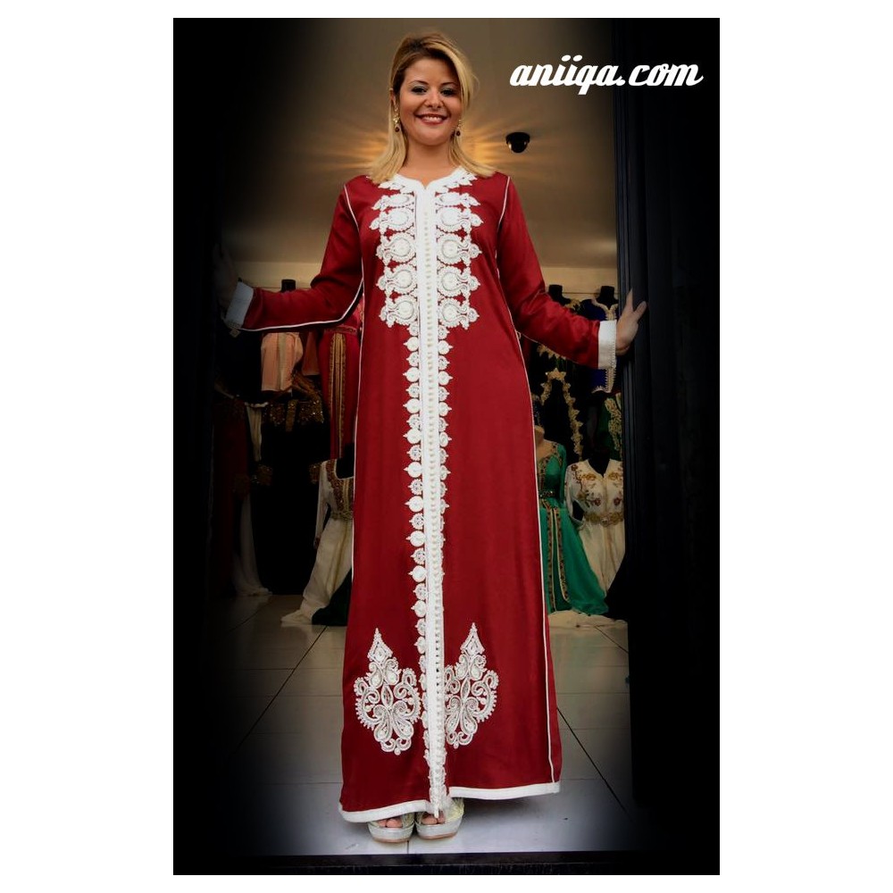 Caftan marocain simple grenat 