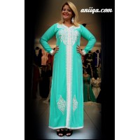 Caftan marocain simple vert d'eau 