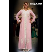 Caftan marocain sans ceinture rose pale