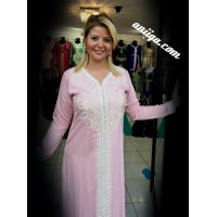 Caftan marocain sans ceinture rose pale