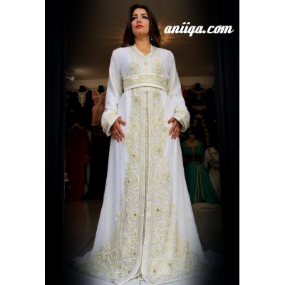 Caftan marocain Sari blanc pour mariage 