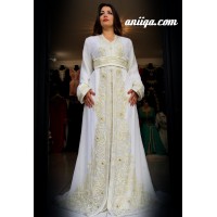 Caftan marocain Sari blanc pour mariage 