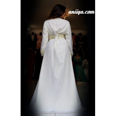 Caftan marocain Sari blanc pour mariage 