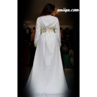 Caftan marocain Sari blanc pour mariage 