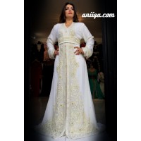Caftan marocain Sari blanc pour mariage 