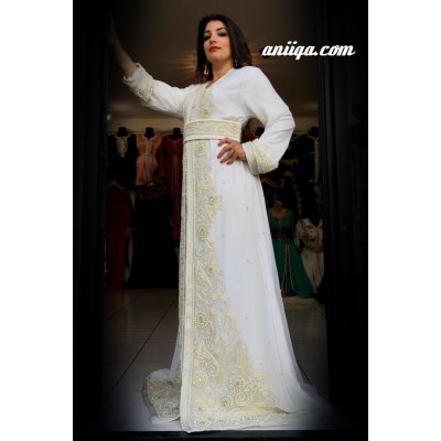 Caftan marocain Sari blanc pour mariage 