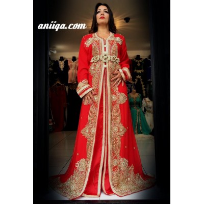 Takchita Sari marocaine rouge et or 