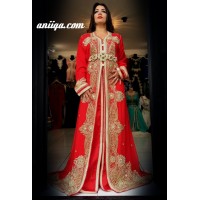 Takchita Sari marocaine rouge et or 