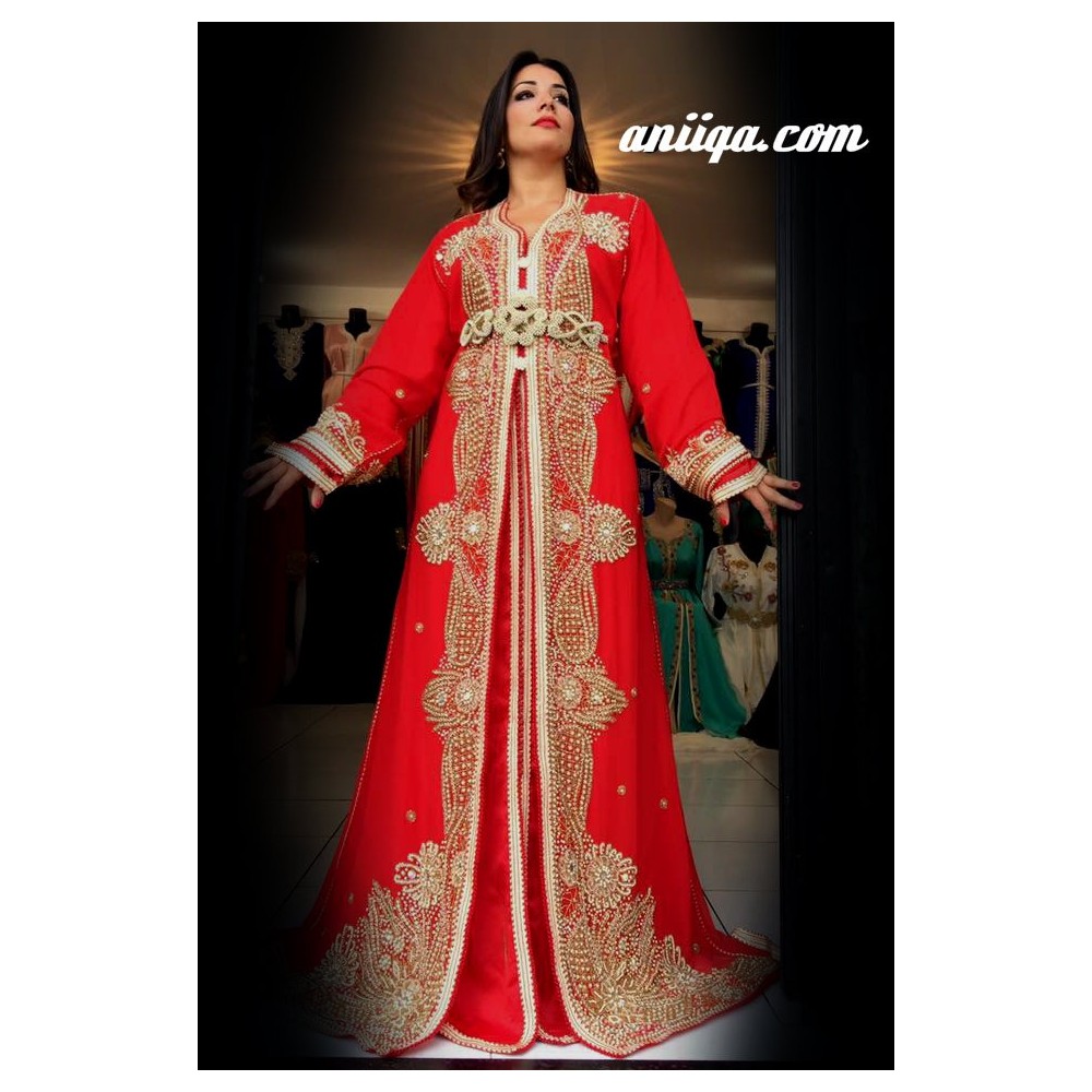 Takchita Sari marocaine rouge et or 