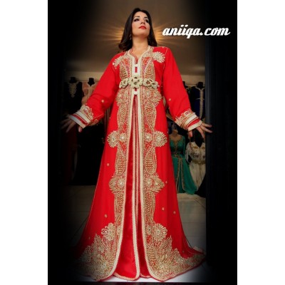 Takchita Sari marocaine rouge et or 