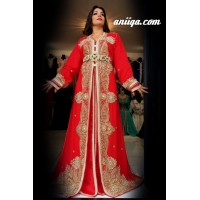 Takchita Sari marocaine rouge et or 