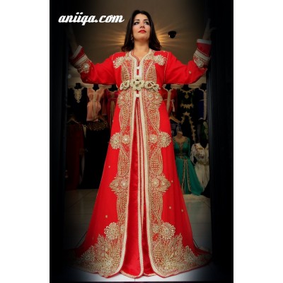 Takchita Sari marocaine rouge et or 