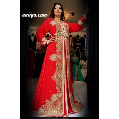 Takchita Sari marocaine rouge et or 