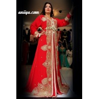 Takchita Sari marocaine rouge et or 