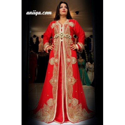 Takchita Sari marocaine rouge et or 