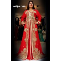 Takchita Sari marocaine rouge et or 
