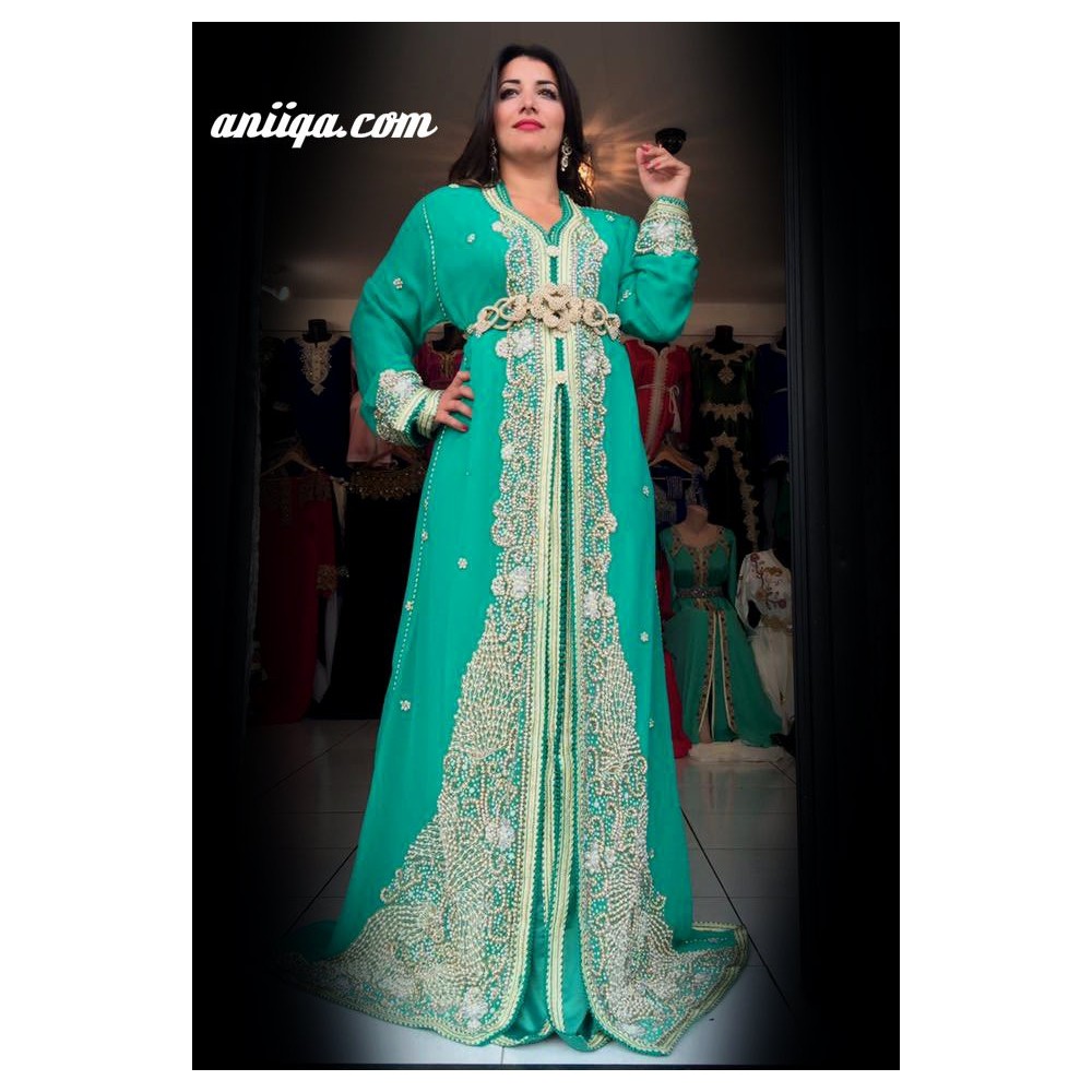  Sari marocain vert d'eau 