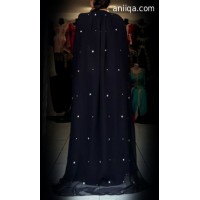 Caftan dubai  noir et argent avec cape moderne 