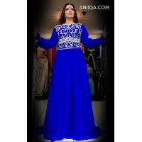 Robe de soirée orientale cristal bleu roi 