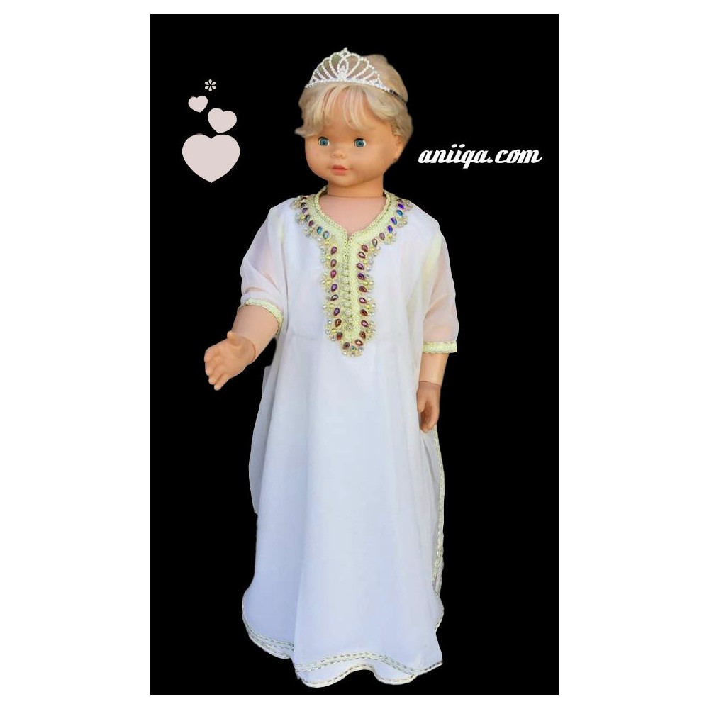 Robe orientale blanche pour petite fille 