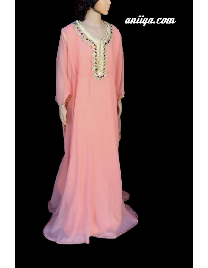 DJELLABA ABAYA pompon M à 3XL robe ORIENTALE maxi maison plage tenue mère fille