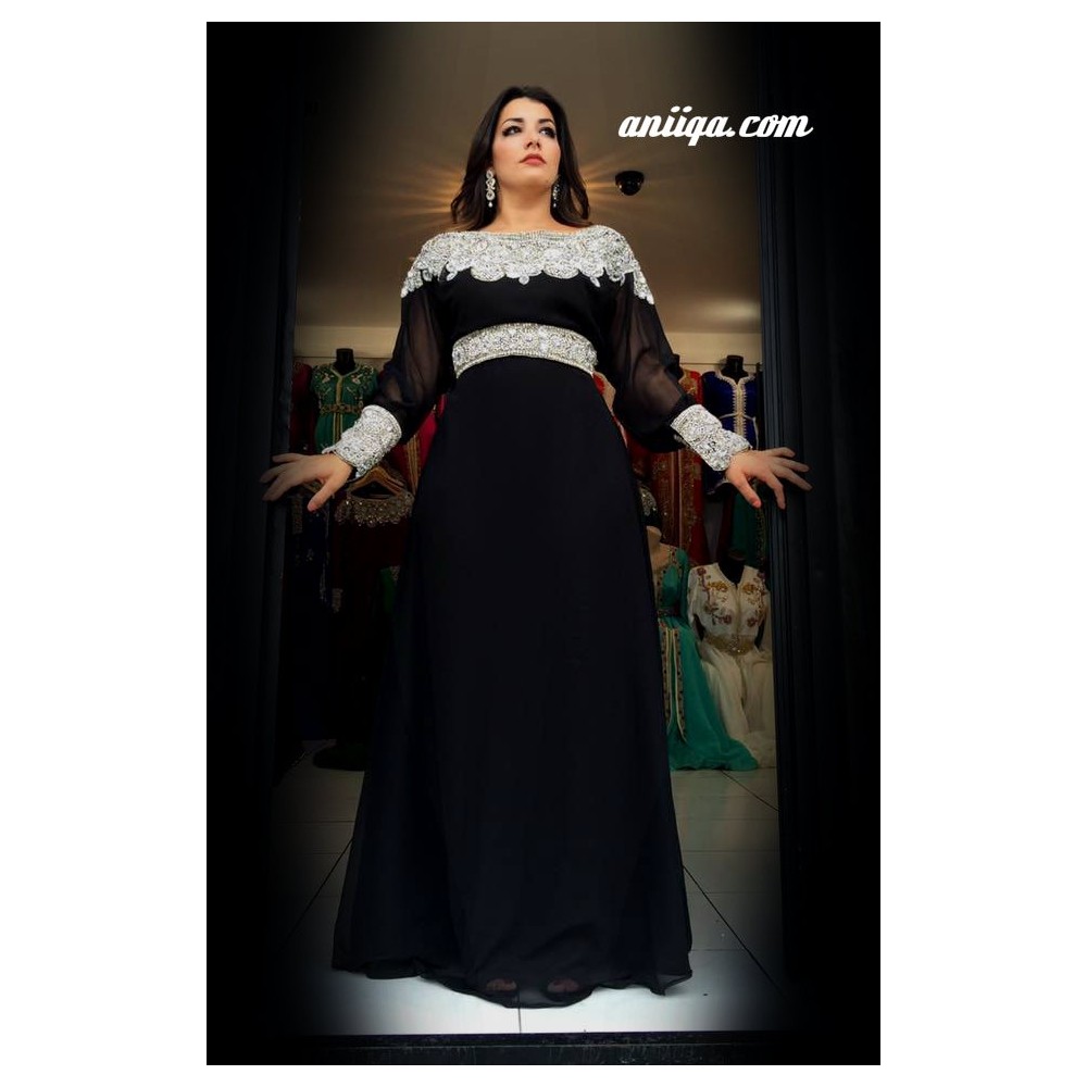 Robe dubai moderne noir et argent 