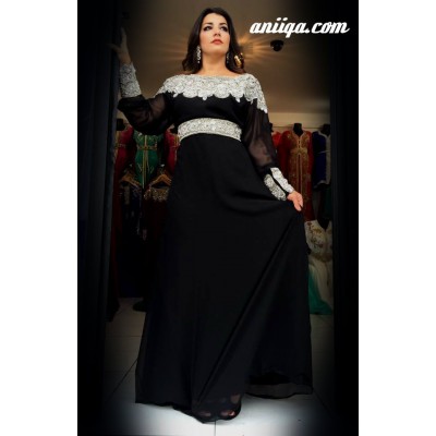 Robe dubai moderne noir et argent 