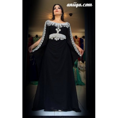 Robe dubai moderne farasha noire et argent