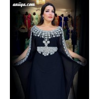 Robe dubai moderne farasha noire et argent