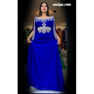 Robe dubai moderne bleu roi et argent 