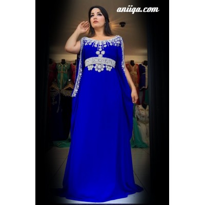 Robe dubai moderne bleu roi et argent 