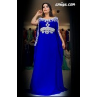 Robe dubai moderne bleu roi et argent 